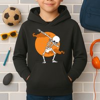 Dabbing Skeleton Halloween Moon Kids Hoodie