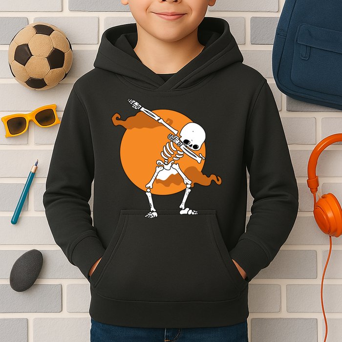 Dabbing Skeleton Halloween Moon Kids Hoodie