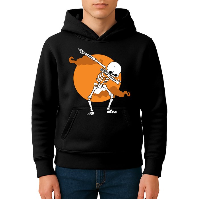 Dabbing Skeleton Halloween Moon Kids Hoodie