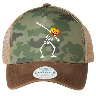 Dabbing Skeleton Pumpkin Face Halloween Legacy Tie Dye Trucker Hat