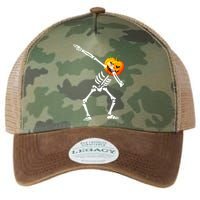 Dabbing Skeleton Pumpkin Face Halloween Legacy Tie Dye Trucker Hat