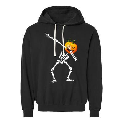 Dabbing Skeleton Pumpkin Face Halloween Garment-Dyed Fleece Hoodie