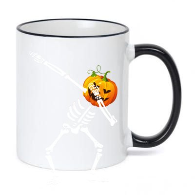 Dabbing Skeleton Pumpkin Face Halloween 11oz Black Color Changing Mug