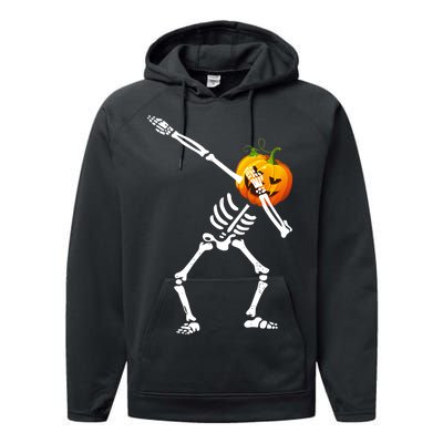 Dabbing Skeleton Pumpkin Face Halloween Performance Fleece Hoodie