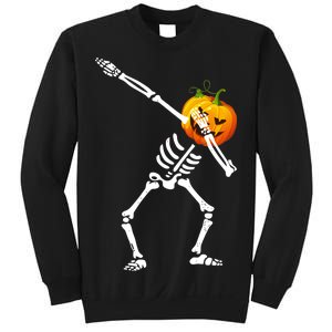 Dabbing Skeleton Pumpkin Face Halloween Sweatshirt