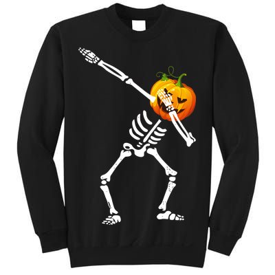 Dabbing Skeleton Pumpkin Face Halloween Sweatshirt