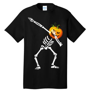 Dabbing Skeleton Pumpkin Face Halloween Tall T-Shirt