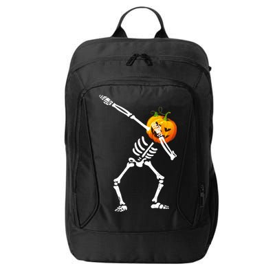 Dabbing Skeleton Pumpkin Face Halloween City Backpack