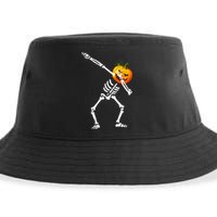 Dabbing Skeleton Pumpkin Face Halloween Sustainable Bucket Hat