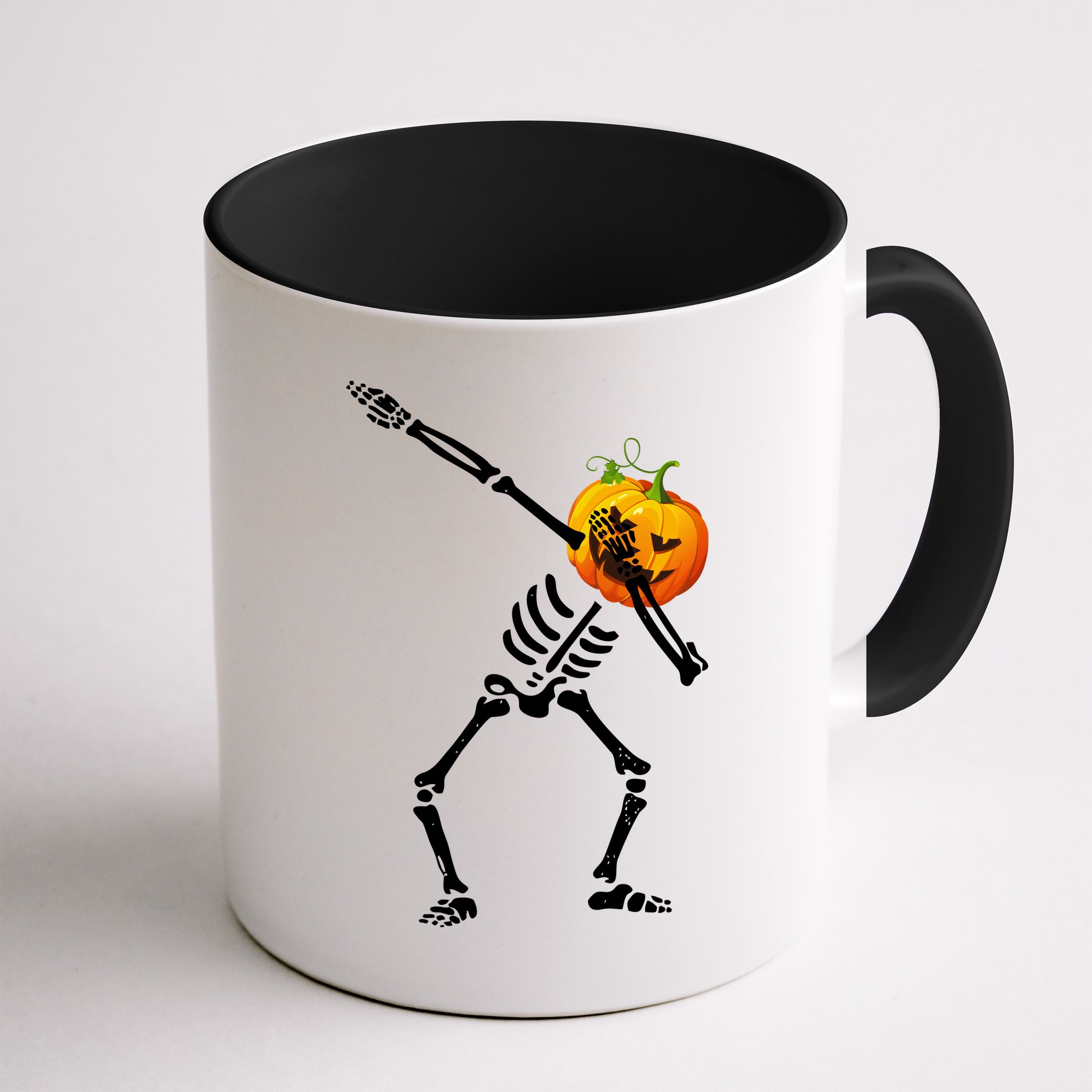 Dabbing Skeleton Pumpkin Face Halloween Mug