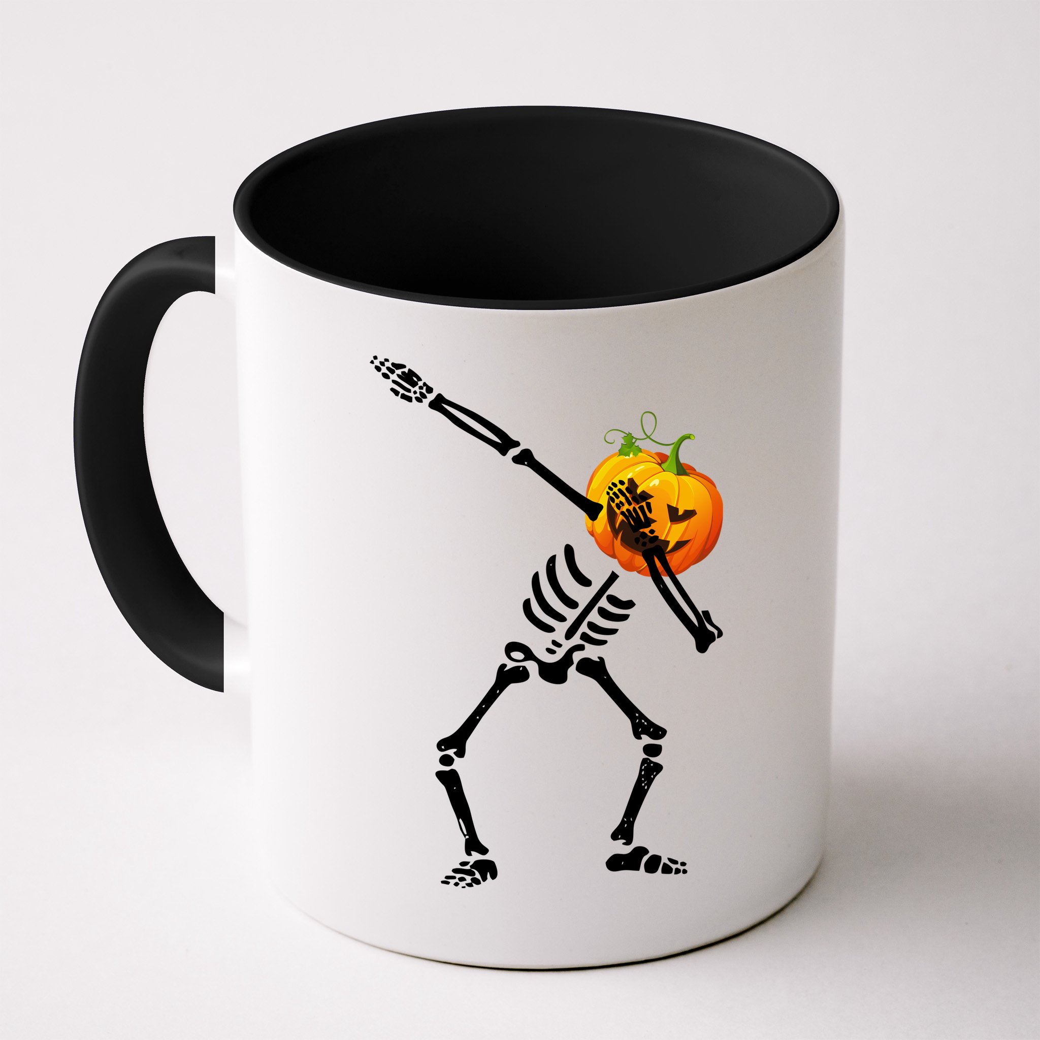 Dabbing Skeleton Pumpkin Face Halloween Mug