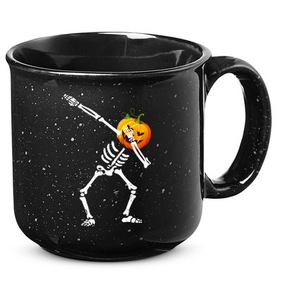 Dabbing Skeleton Pumpkin Face Halloween 15oz Campfire Ceramic Mug