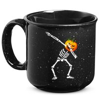 Dabbing Skeleton Pumpkin Face Halloween 15oz Campfire Ceramic Mug