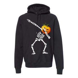 Dabbing Skeleton Pumpkin Face Halloween Premium Hoodie