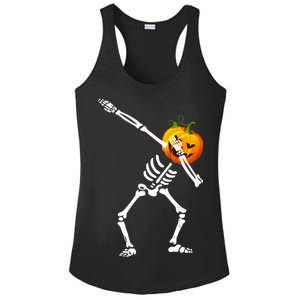 Dabbing Skeleton Pumpkin Face Halloween Ladies PosiCharge Competitor Racerback Tank