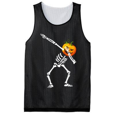 Dabbing Skeleton Pumpkin Face Halloween Mesh Reversible Basketball Jersey Tank