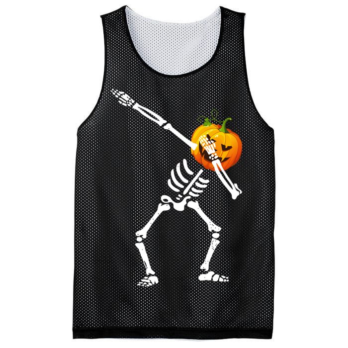 Dabbing Skeleton Pumpkin Face Halloween Mesh Reversible Basketball Jersey Tank