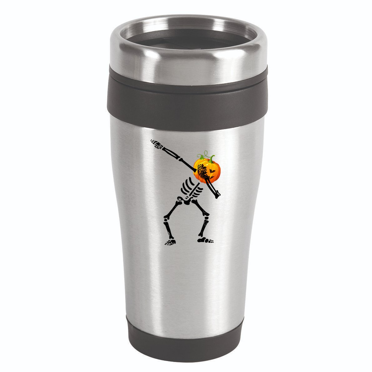 Dabbing Skeleton Pumpkin Face Halloween 16oz Travel Tumbler
