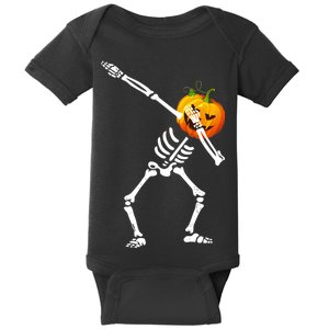 Dabbing Skeleton Pumpkin Face Halloween Baby Bodysuit