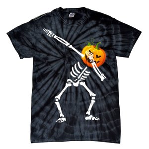 Dabbing Skeleton Pumpkin Face Halloween Tie-Dye T-Shirt