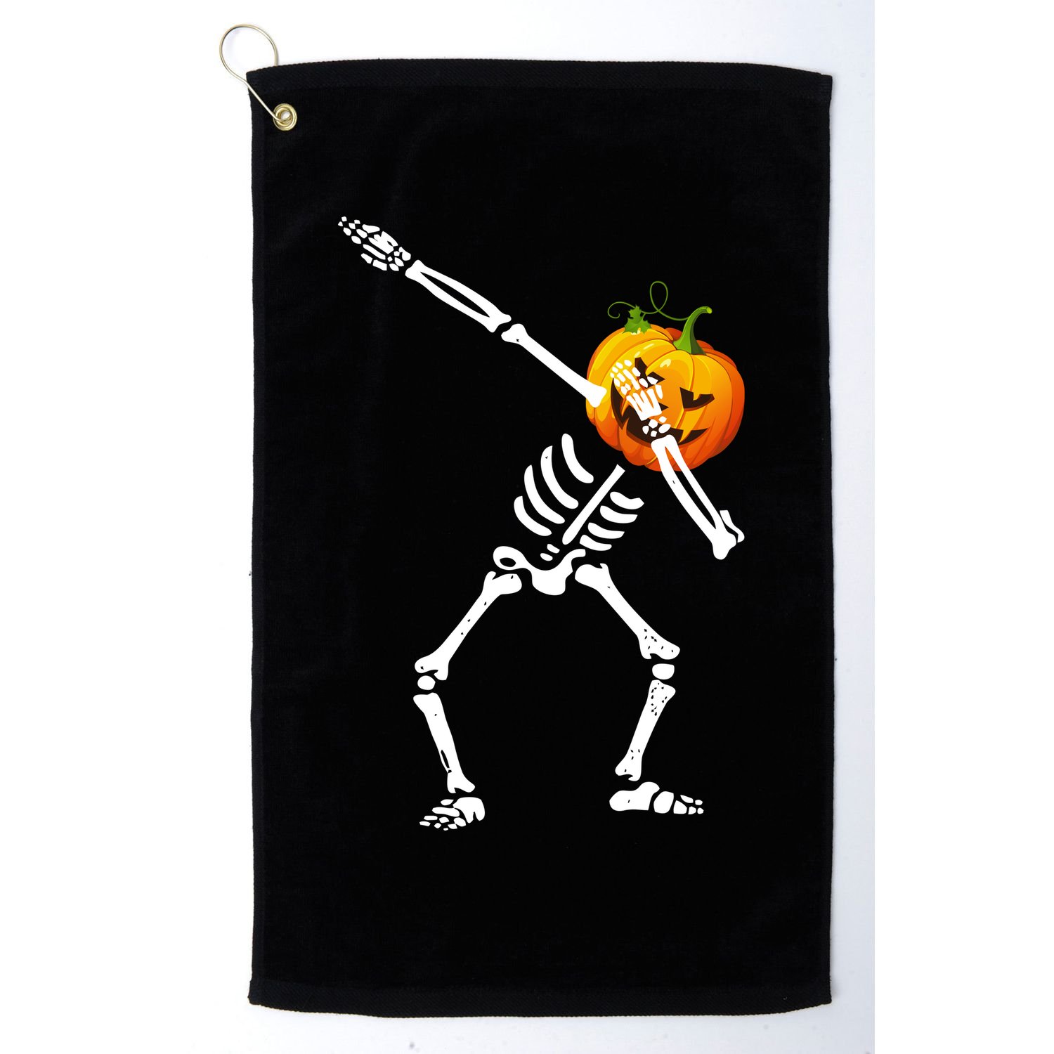 Dabbing Skeleton Pumpkin Face Halloween Golf Towel