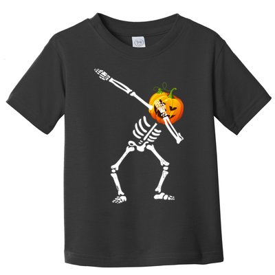Dabbing Skeleton Pumpkin Face Halloween Toddler T-Shirt