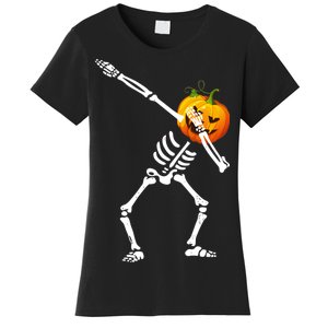 Dabbing Skeleton Pumpkin Face Halloween Women's T-Shirt