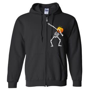 Dabbing Skeleton Pumpkin Face Halloween Full Zip Hoodie