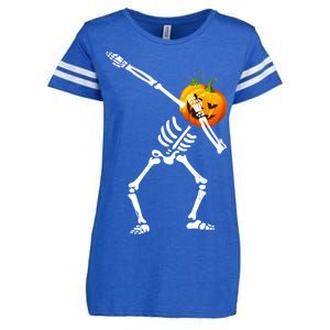 Dabbing Skeleton Pumpkin Face Halloween Enza Ladies Jersey Football T-Shirt