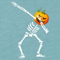 Dabbing Skeleton Pumpkin Face Halloween Sueded Cloud Jersey T-Shirt