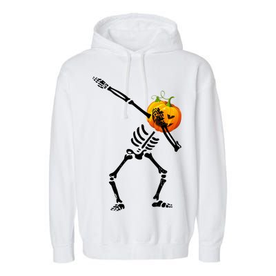 Dabbing Skeleton Pumpkin Face Halloween Garment-Dyed Fleece Hoodie