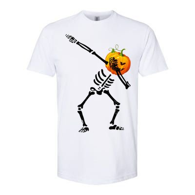 Dabbing Skeleton Pumpkin Face Halloween Softstyle® CVC T-Shirt