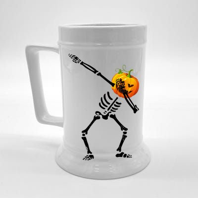 Dabbing Skeleton Pumpkin Face Halloween Beer Stein