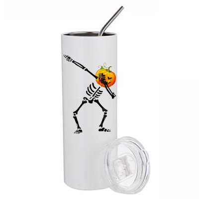 Dabbing Skeleton Pumpkin Face Halloween Stainless Steel Tumbler