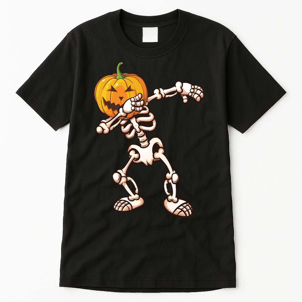 Dabbing Skeleton Pumpkin Head  Tall T-Shirt