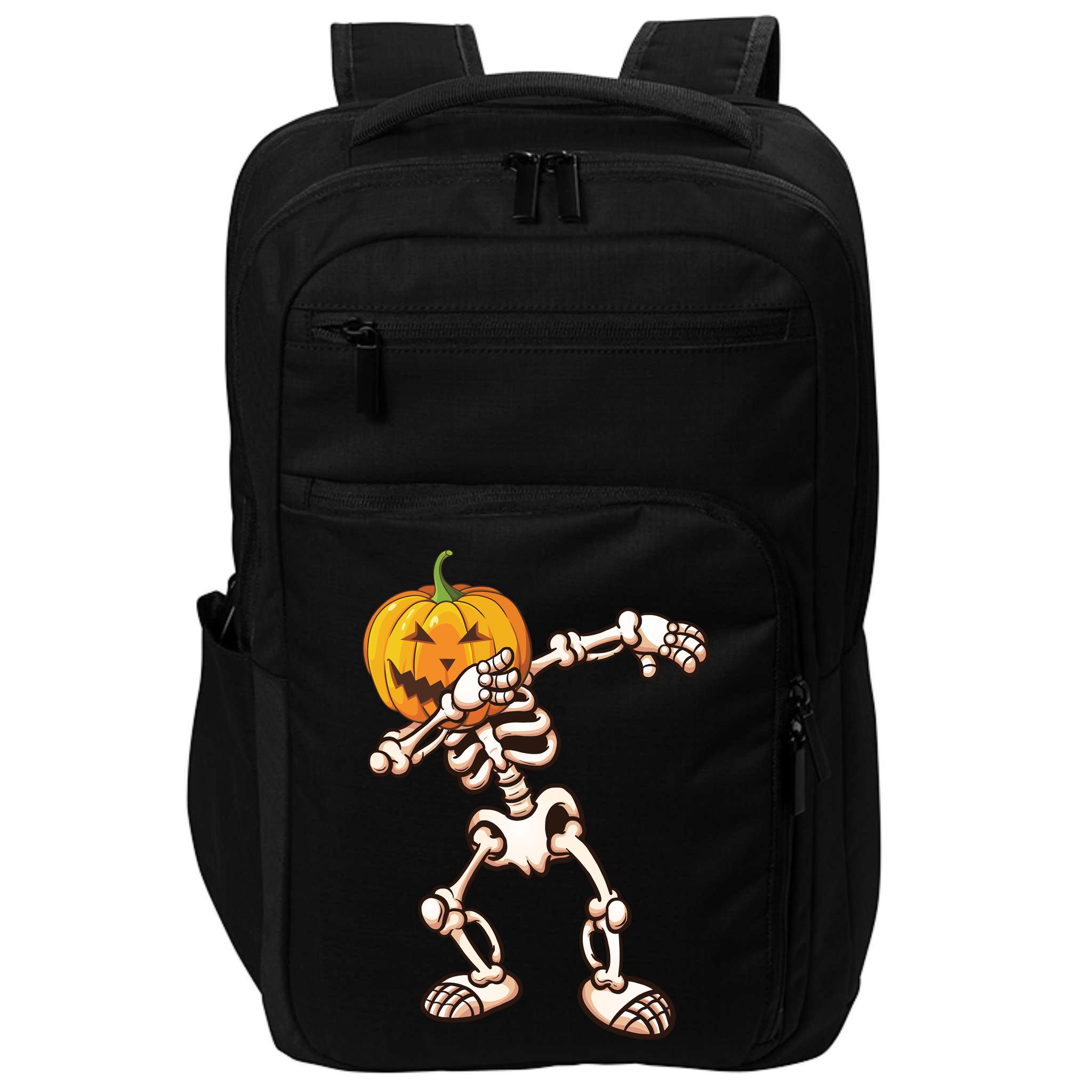Dabbing Skeleton Pumpkin Head  Impact Tech Backpack