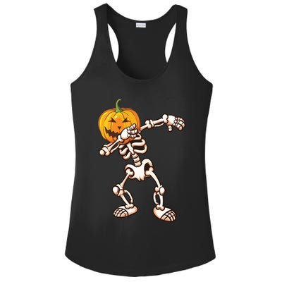 Dabbing Skeleton Pumpkin Head  Ladies PosiCharge Competitor Racerback Tank