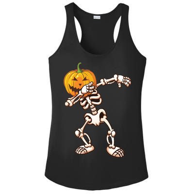 Dabbing Skeleton Pumpkin Head  Ladies PosiCharge Competitor Racerback Tank