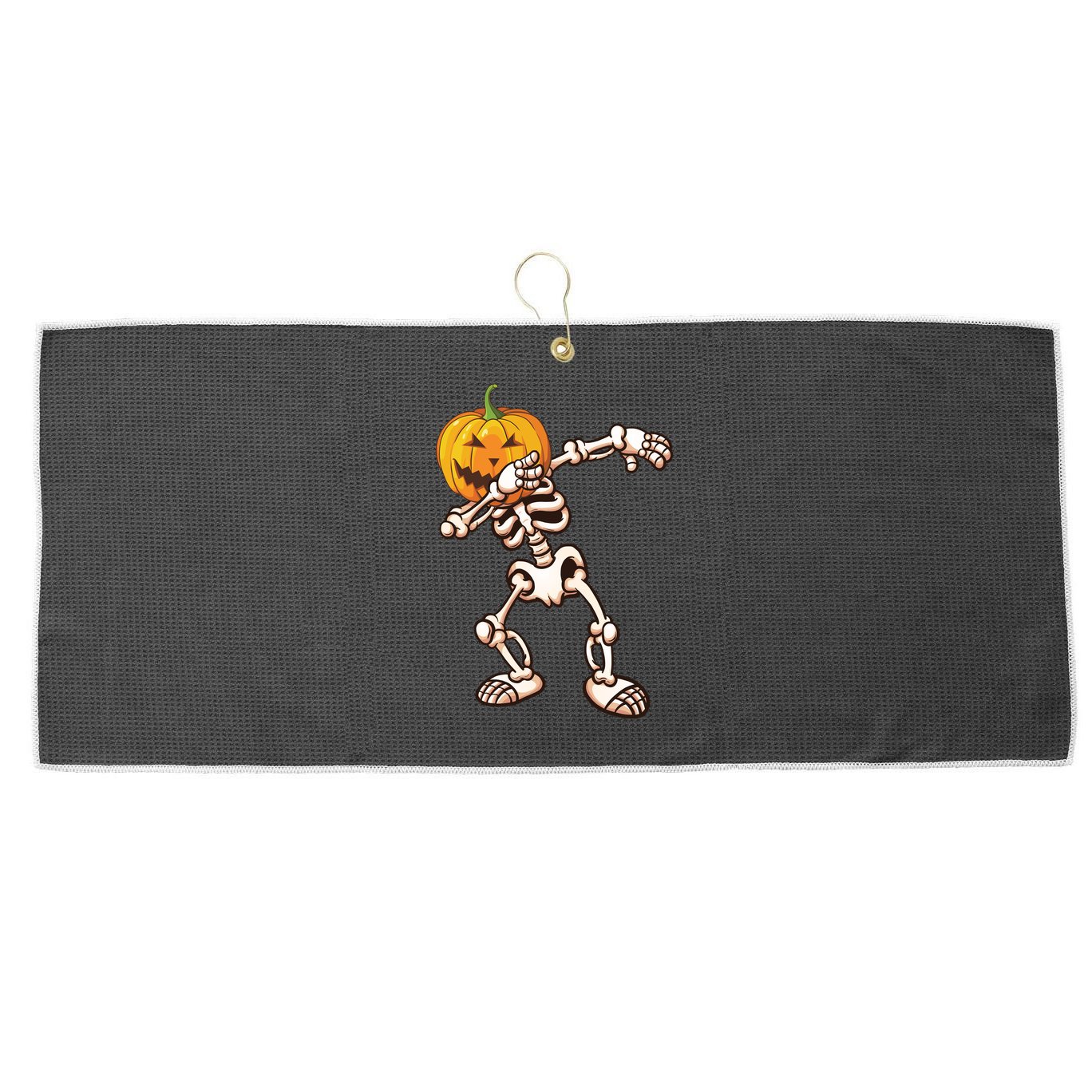 Dabbing Skeleton Pumpkin Head  Large Microfiber Waffle Golf Towel