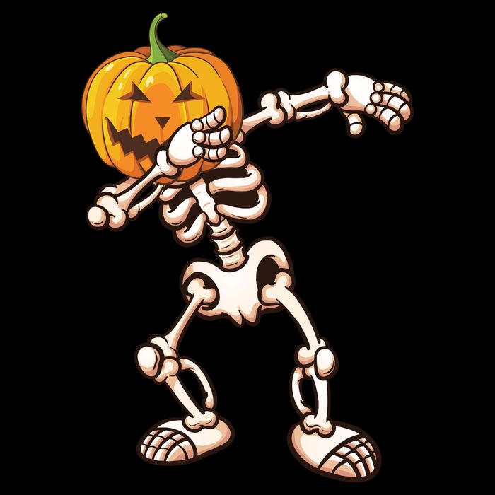 Dabbing Skeleton Pumpkin Head  Cooling Performance Long Sleeve Crew