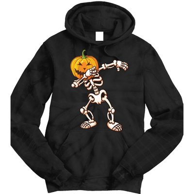 Dabbing Skeleton Pumpkin Head  Tie Dye Hoodie