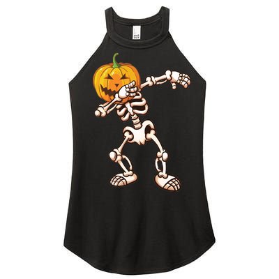 Dabbing Skeleton Pumpkin Head  Women’s Perfect Tri Rocker Tank