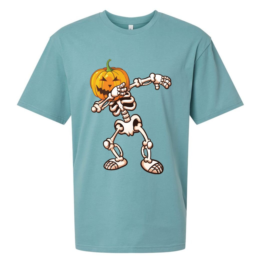 Dabbing Skeleton Pumpkin Head  Sueded Cloud Jersey T-Shirt