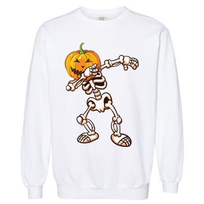Dabbing Skeleton Pumpkin Head  Garment-Dyed Sweatshirt