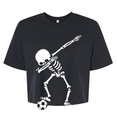 Dabbing Skeleton Soccer Dab Bella+Canvas Jersey Crop Tee