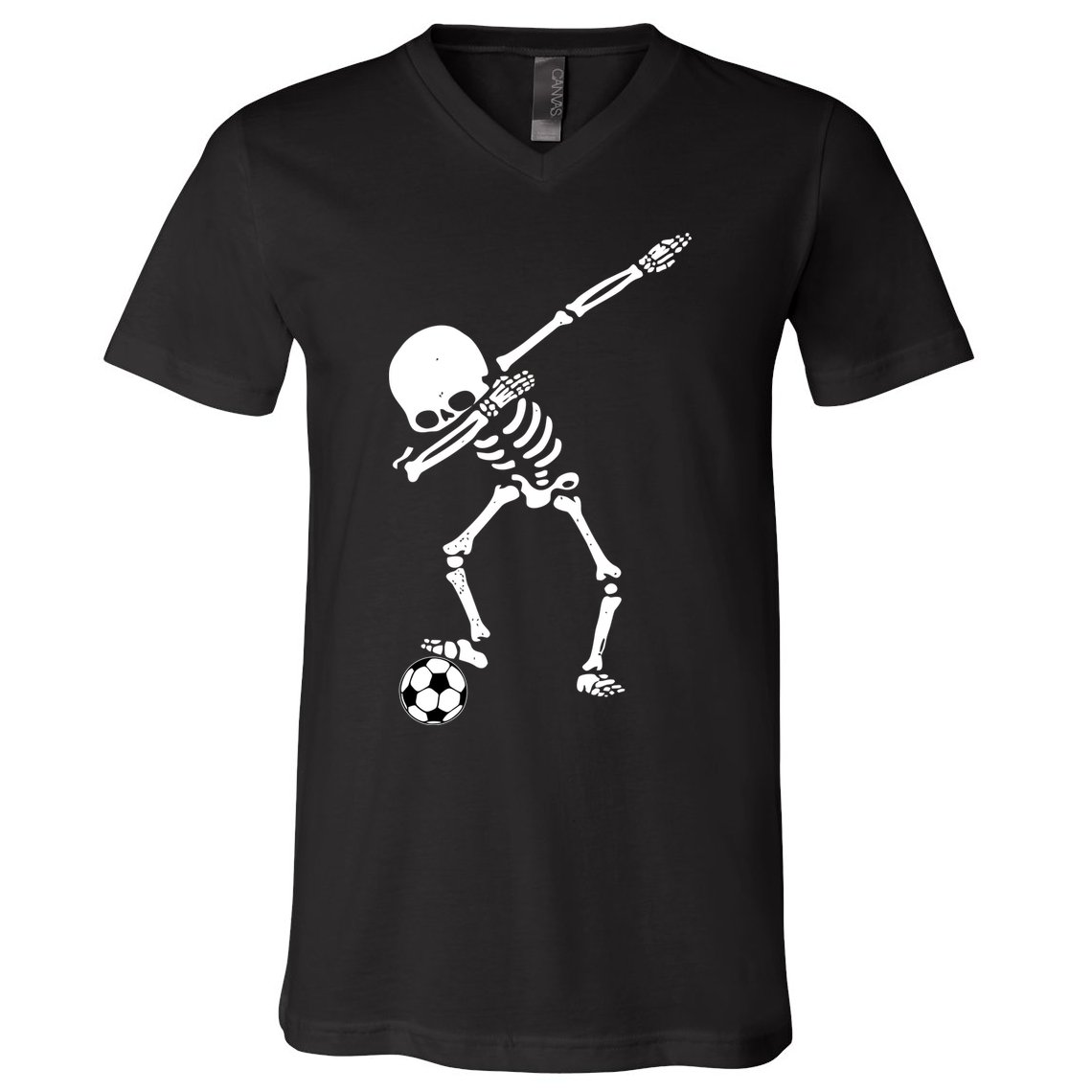 Dabbing Skeleton Soccer Dab V-Neck T-Shirt