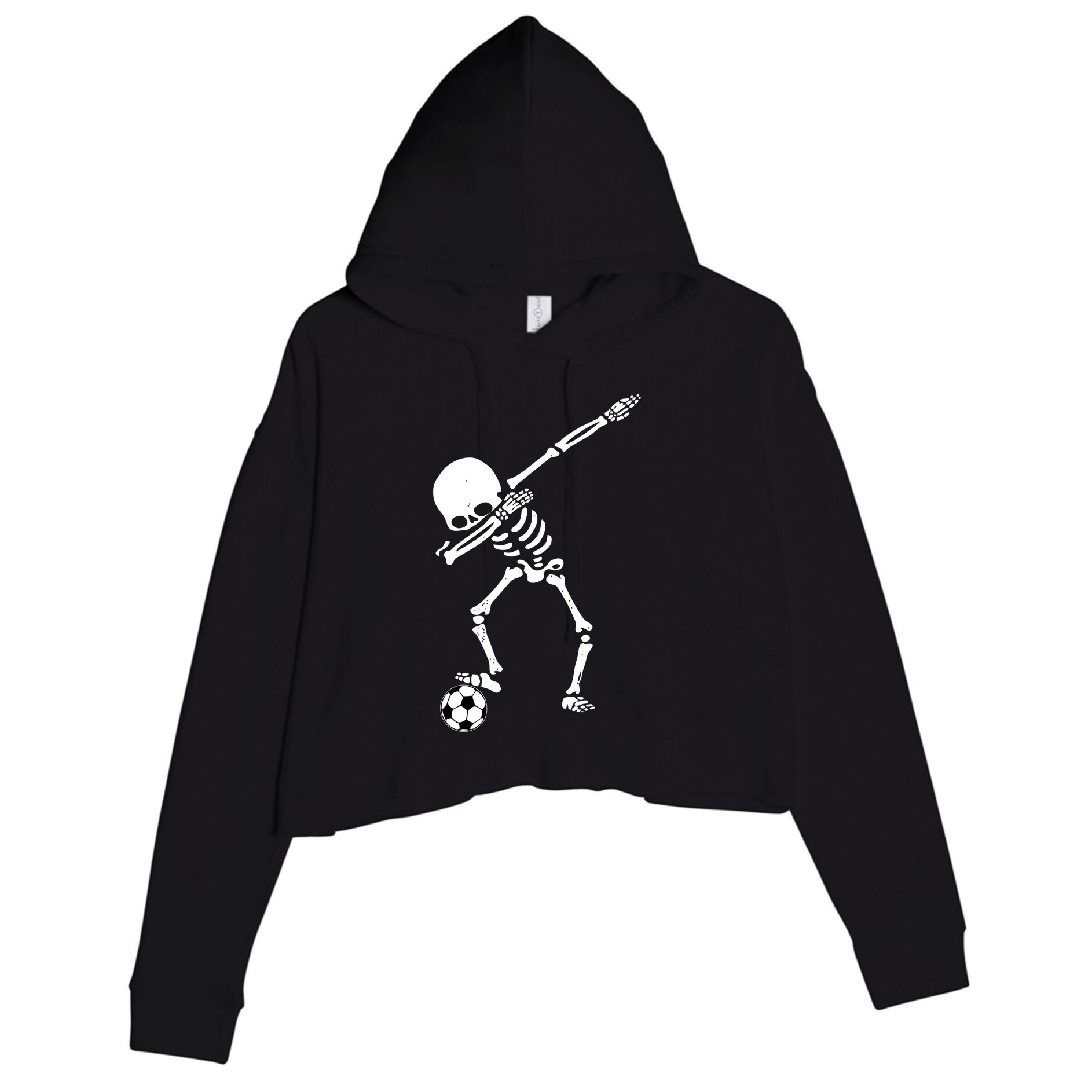 Dabbing Skeleton Soccer Dab Crop Fleece Hoodie