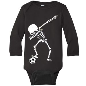 Dabbing Skeleton Soccer Dab Baby Long Sleeve Bodysuit