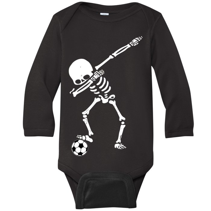 Dabbing Skeleton Soccer Dab Baby Long Sleeve Bodysuit