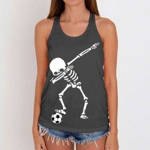 Dabbing Skeleton Soccer Dab Women's Knotted Racerback Tank